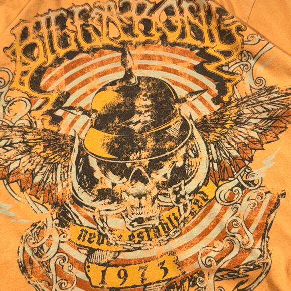 Y2K Billabong Surf Grunge Skull Wings Graphic T Shirt Size S 18x26 - Picture 3 of 7